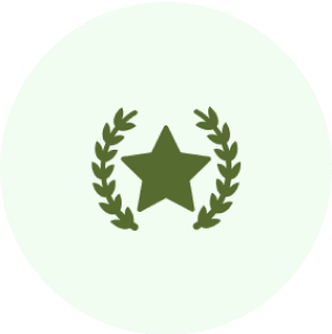 Green star with laurel wreath design.